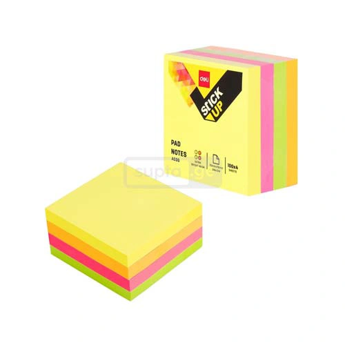 DELI-დელი ჩასანიშნი წებოვანი ფურცლები 400ფ 76*76მმ ნეონი A03003